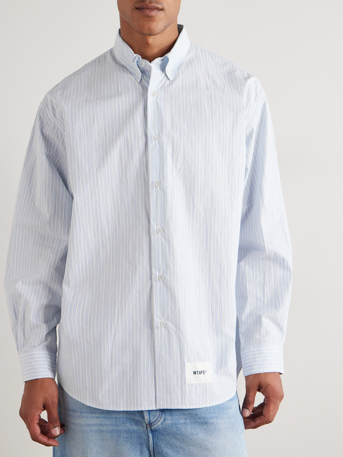 Wtaps Striped Cotton Shirt In Blue