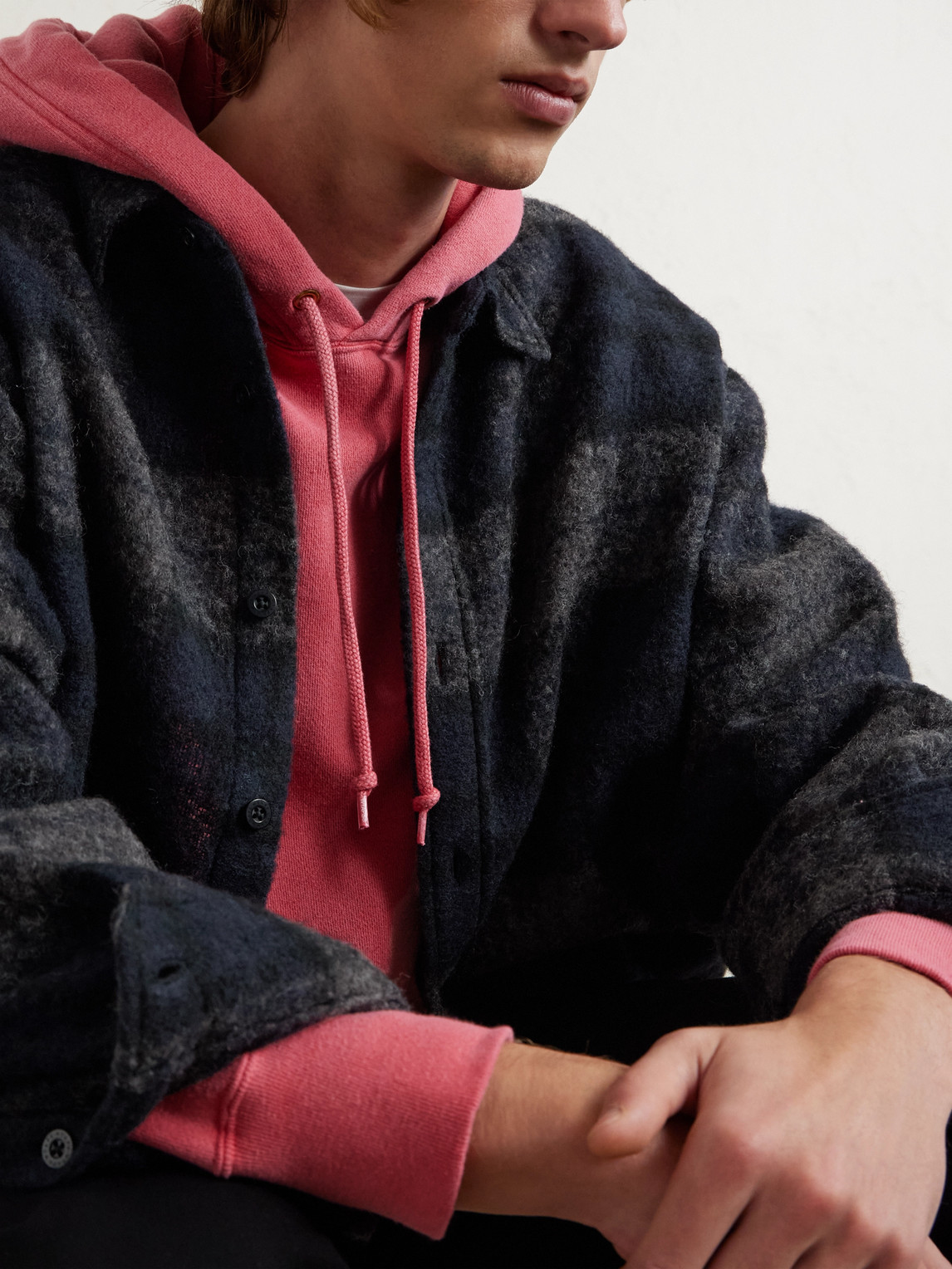 Wtaps Logo-appliquéd Checked Brushed Wool-blend Overshirt In Multi