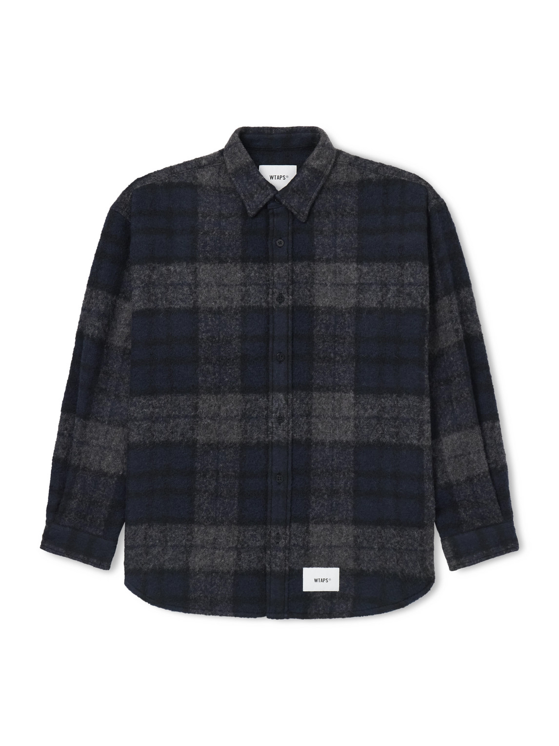 Wtaps Logo-appliquéd Checked Brushed Wool-blend Overshirt In Multi