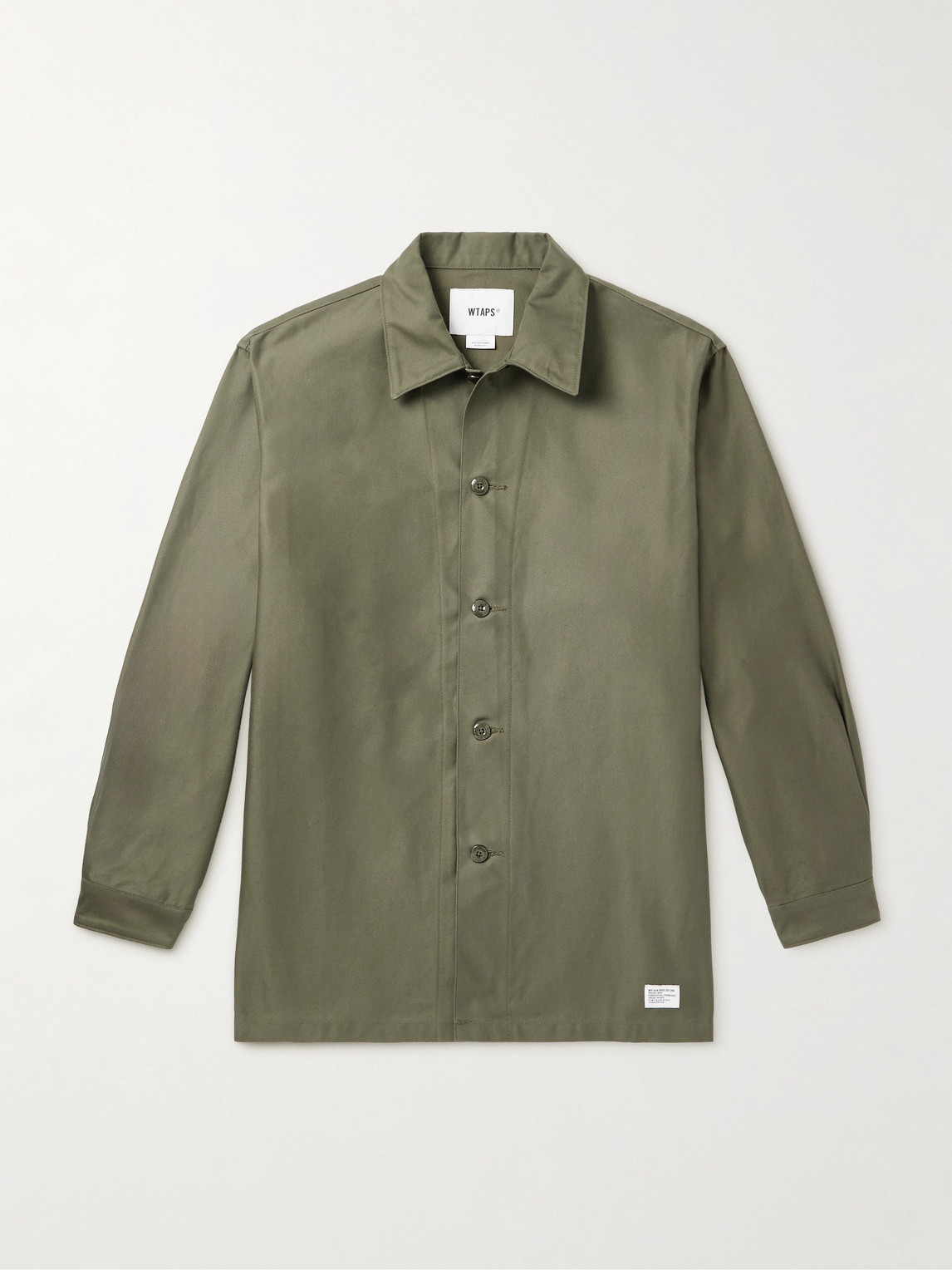 Wtaps Logo-appliquéd Cotton-twill Shirt In Green
