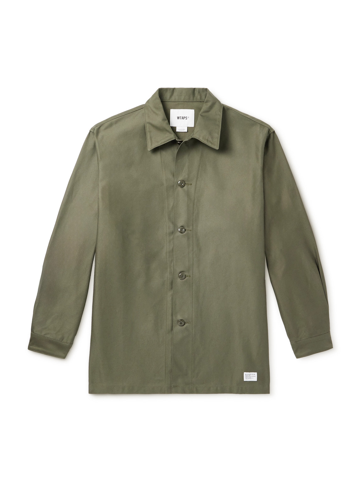 Wtaps Logo-appliquéd Cotton-twill Shirt In Green