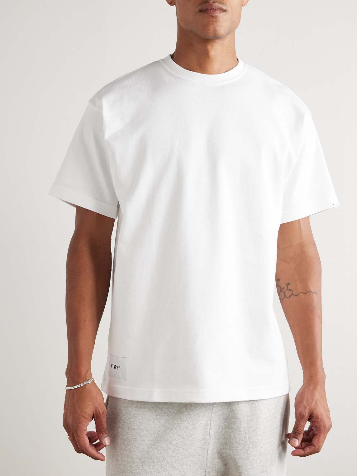 Wtaps Logo-appliquéd Cotton-jersey T-shirt In White