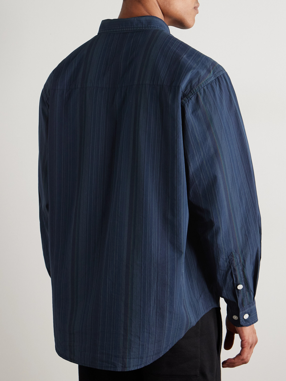 Wtaps Button-down Collar Striped Cotton-broadcloth Shirt In Blue