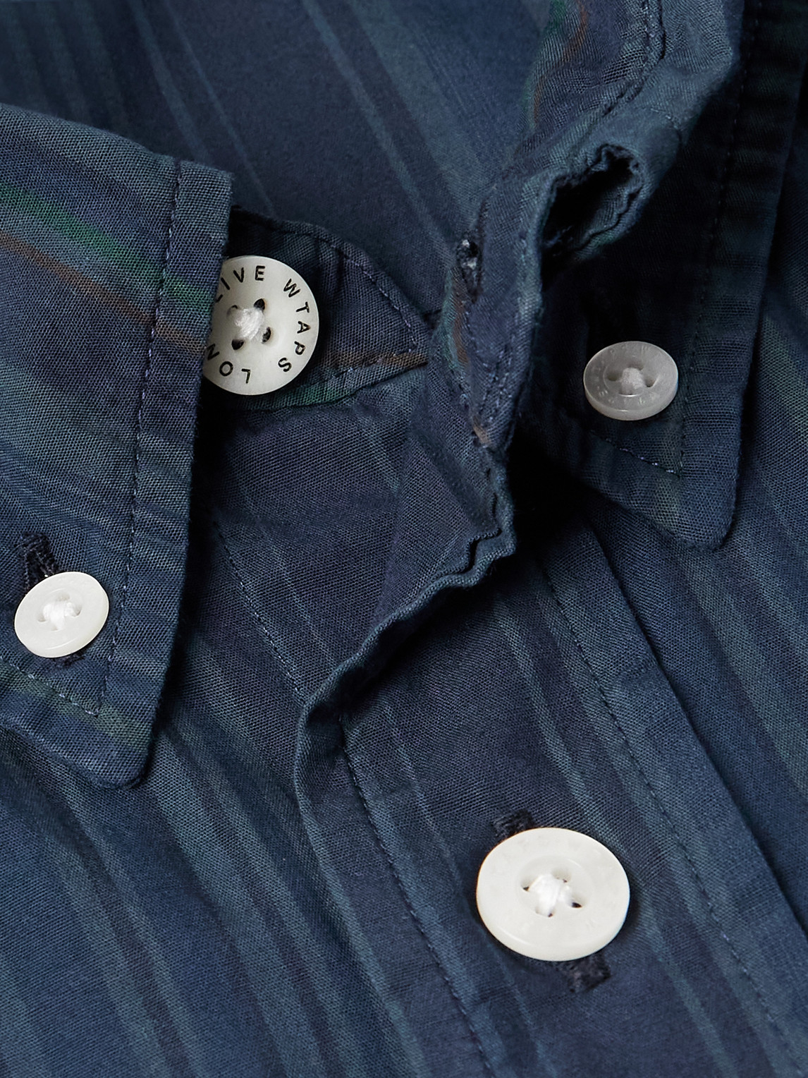 Wtaps Button-down Collar Striped Cotton-broadcloth Shirt In Blue