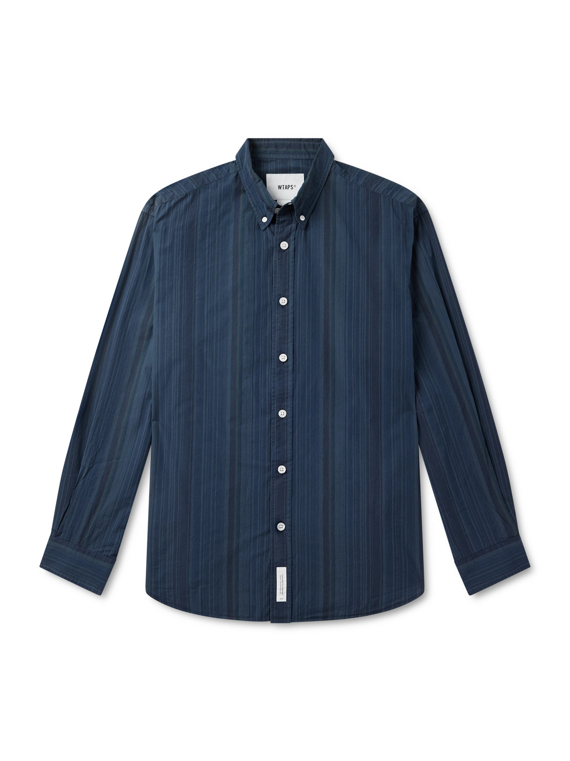 Wtaps Button-down Collar Striped Cotton-broadcloth Shirt In Blue