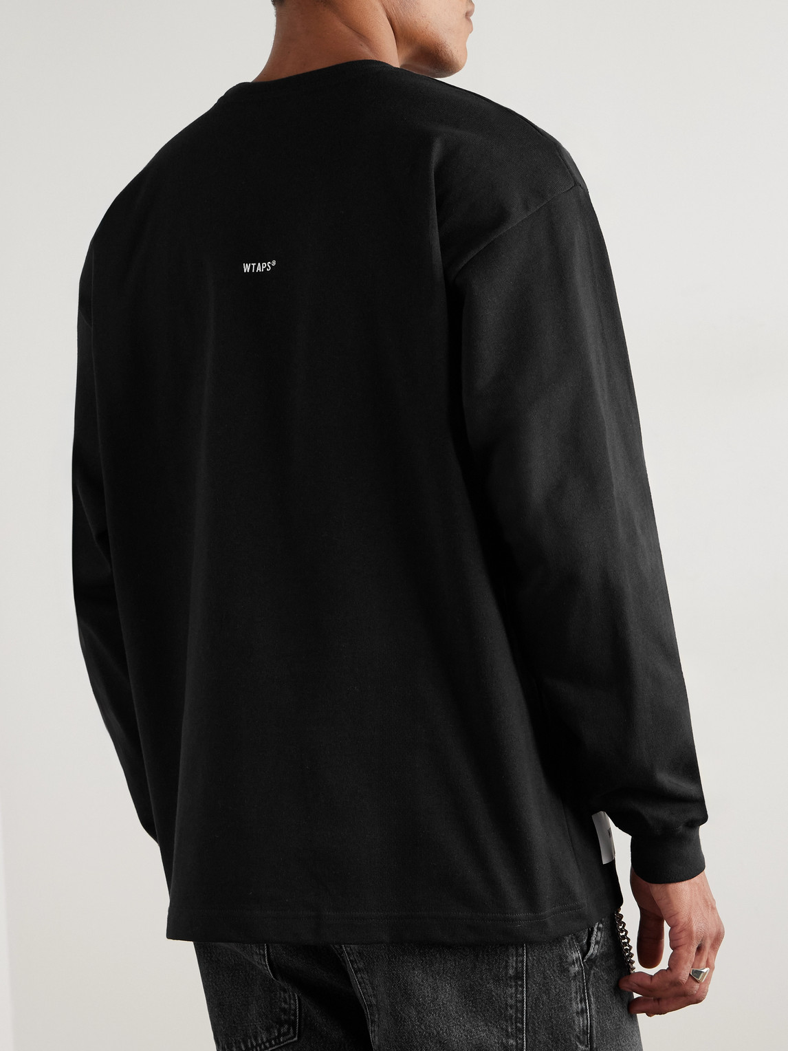 Wtaps Sign Logo-appliquéd Cotton-jersey T-shirt In Black