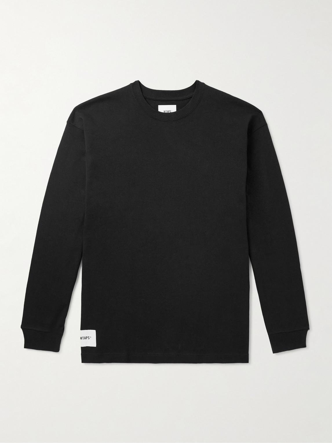 Wtaps Sign Logo-appliquéd Cotton-jersey T-shirt In Black