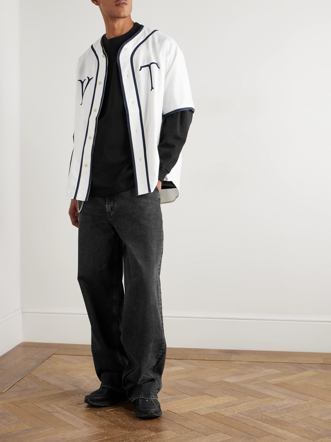 Wtaps Sign Logo-appliquéd Cotton-jersey T-shirt In Black