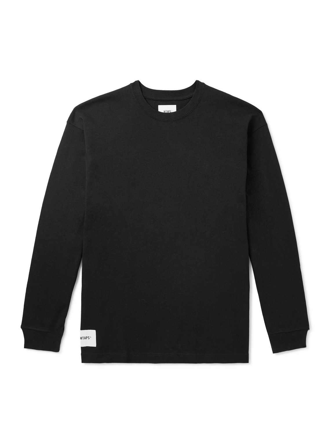 Wtaps Sign Logo-appliquéd Cotton-jersey T-shirt In Black