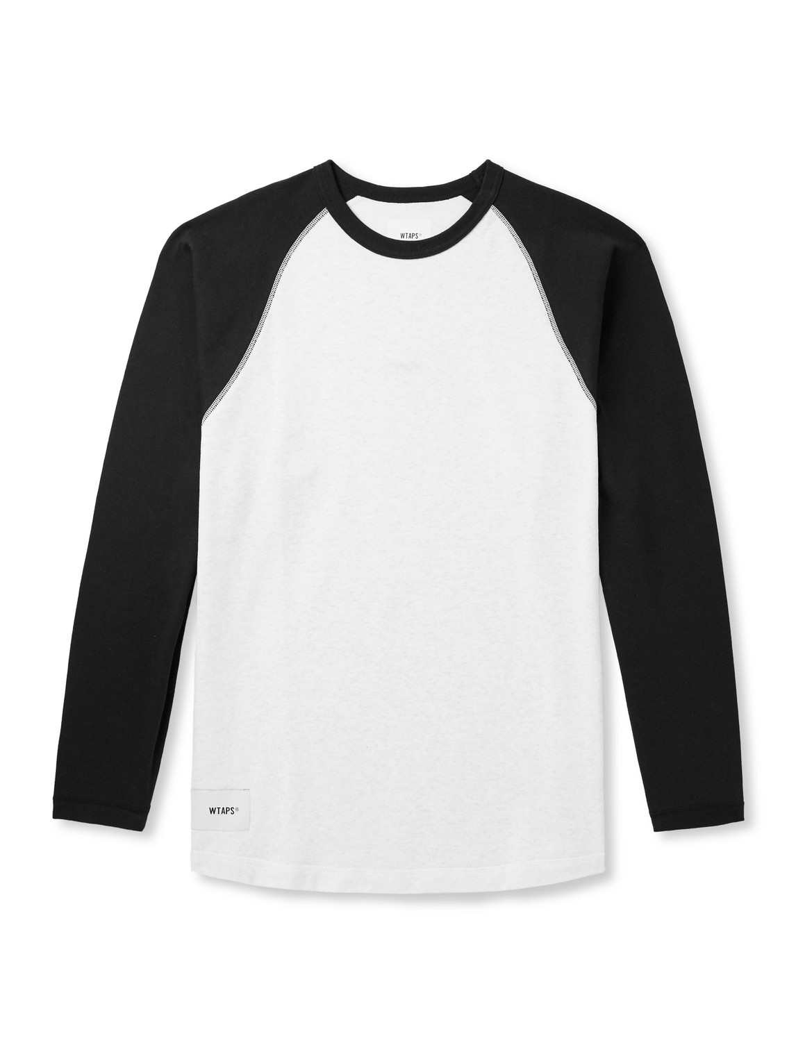 Wtaps Ian Logo-appliquéd Two-tone Cotton-jersey T-shirt In White