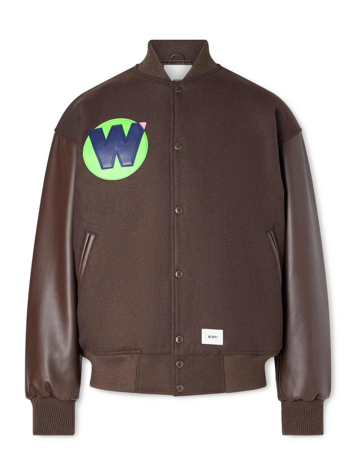 Wtaps Logo-appliquéd Panelled Melton Wool-blend Jacket In Brown