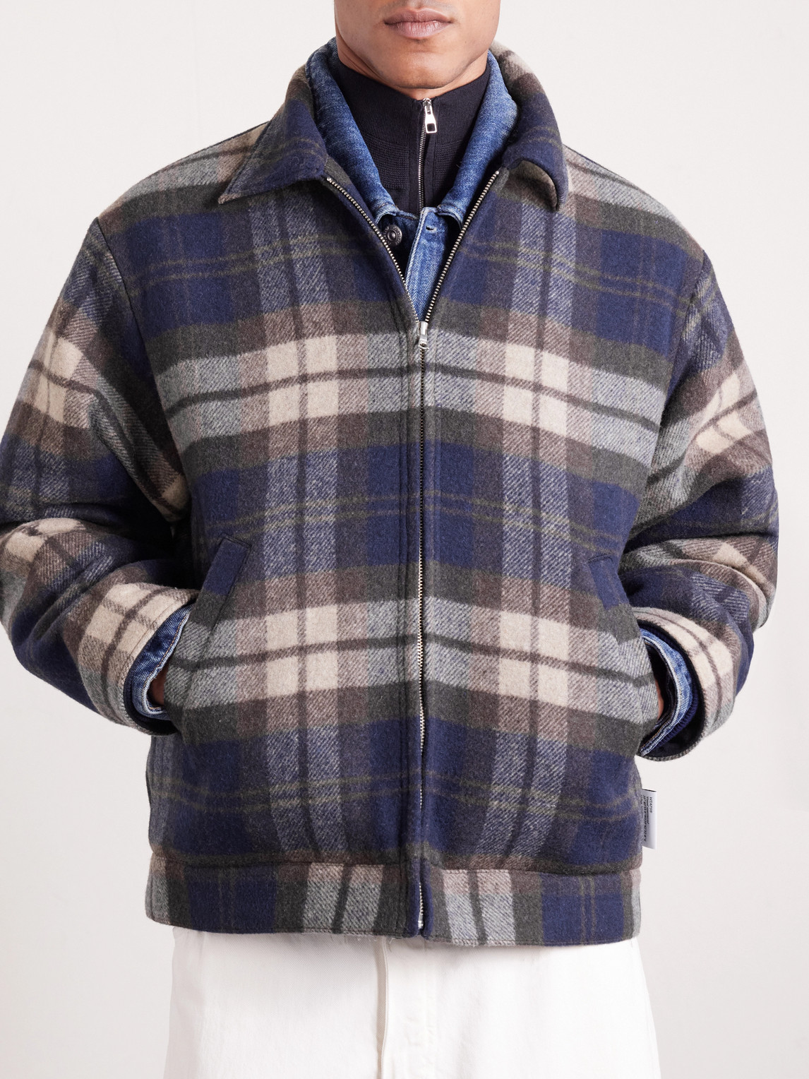  Wtaps - Wrecker Padded Checked Melton Wool-blend Jacket - Men - Blue - Xl 