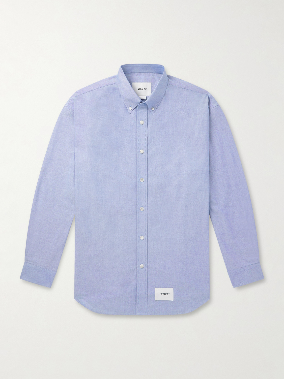 Wtaps Button Down-collar Logo-appliquéd Coolmax® Shirt In Blue