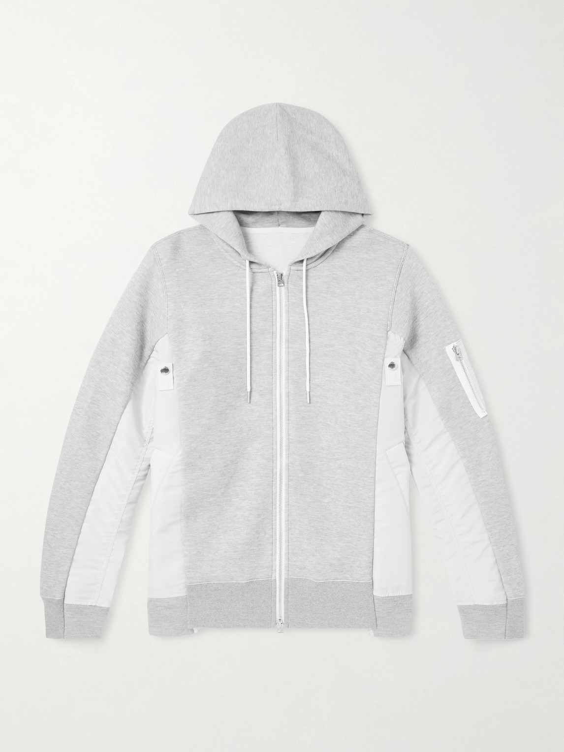 Sacai MA-1 Nylon-Trimmed Cotton-Blend Jersey Zip-Up Hoodie - Men