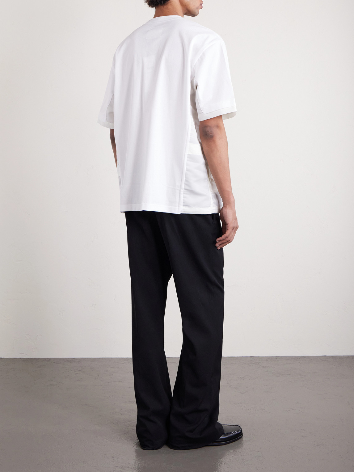 Sacai Appliquéd Shell-trimmed Cotton-jersey T-shirt In White