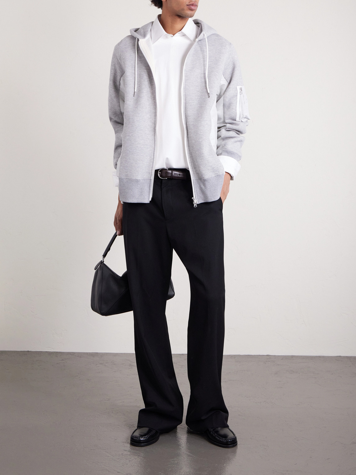 Sacai Appliquéd Shell-trimmed Cotton-jersey T-shirt In White