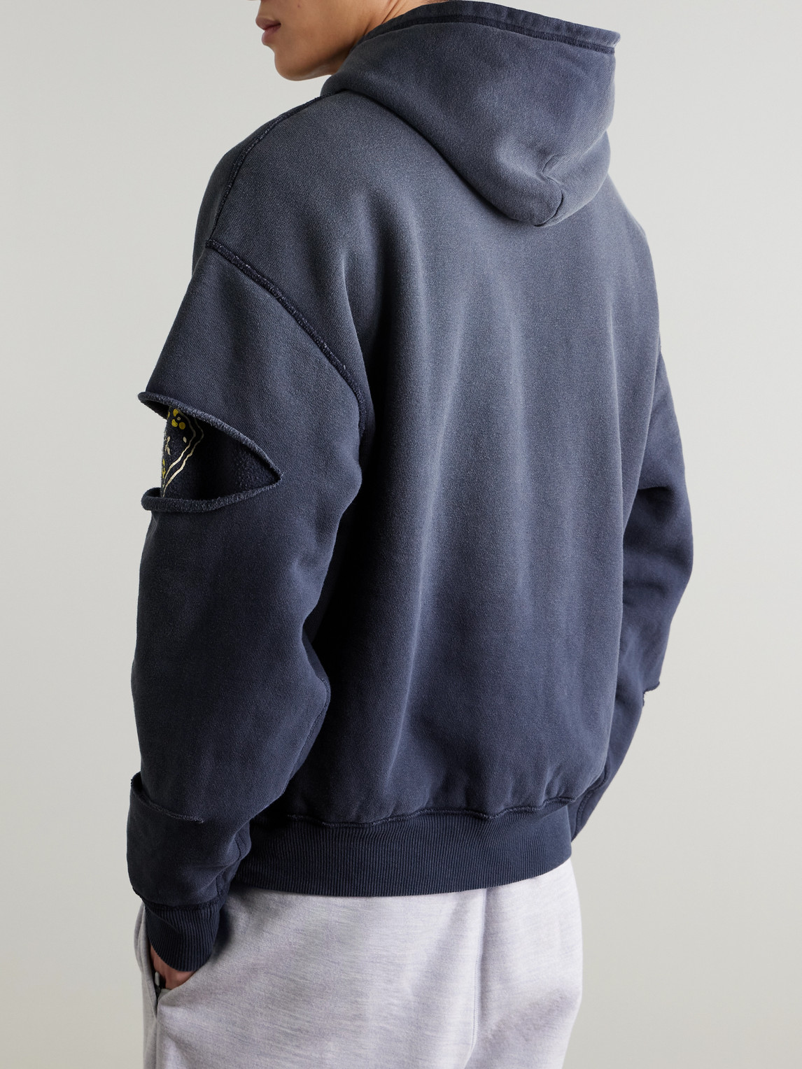 Kapital - Reversible Distressed Printed Cotton-jersey Hoodie - Men - Blue - 2 
