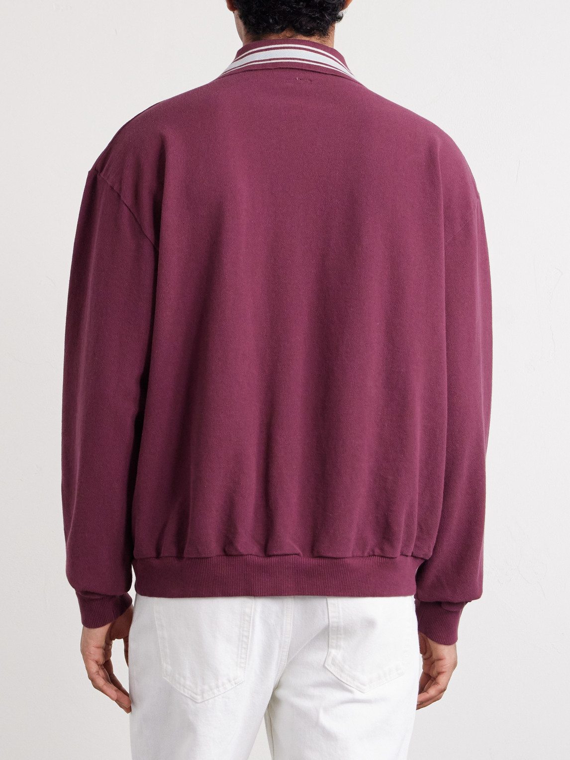  Kapital - Box Striped Embroidered Cotton-piqué Polo Shirt - Men - Burgundy - 2 
