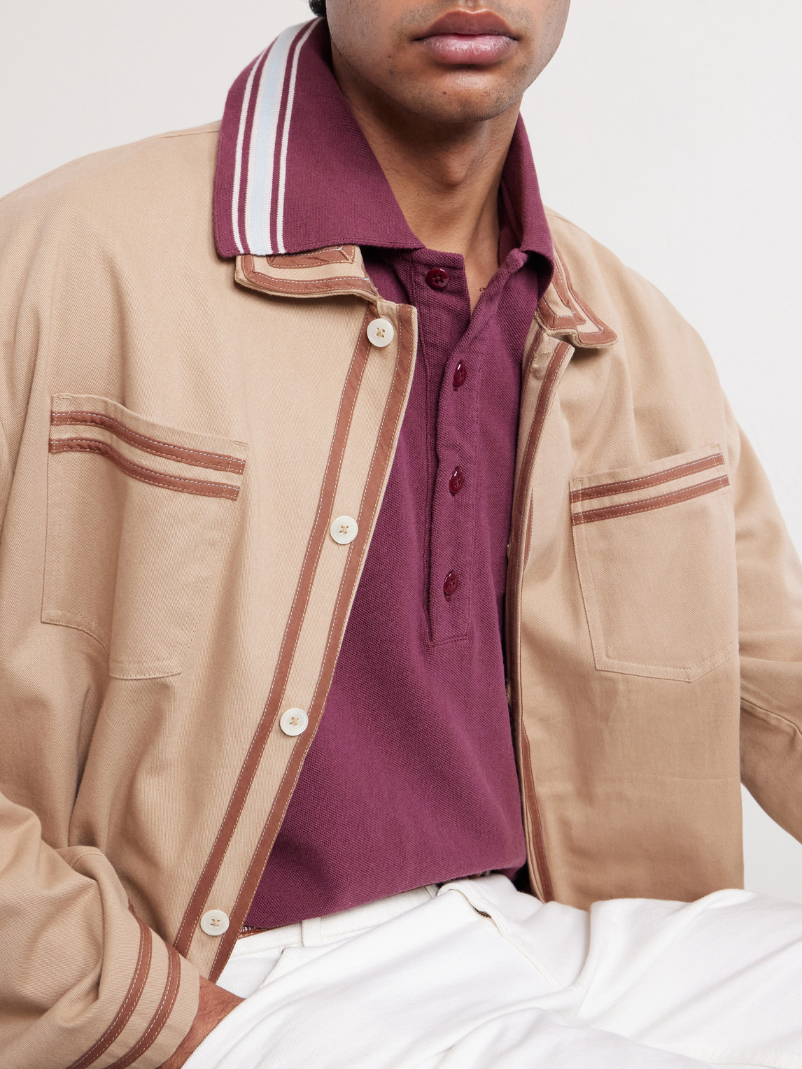 Box Striped Embroidered Cotton-Piqué Polo Shirt