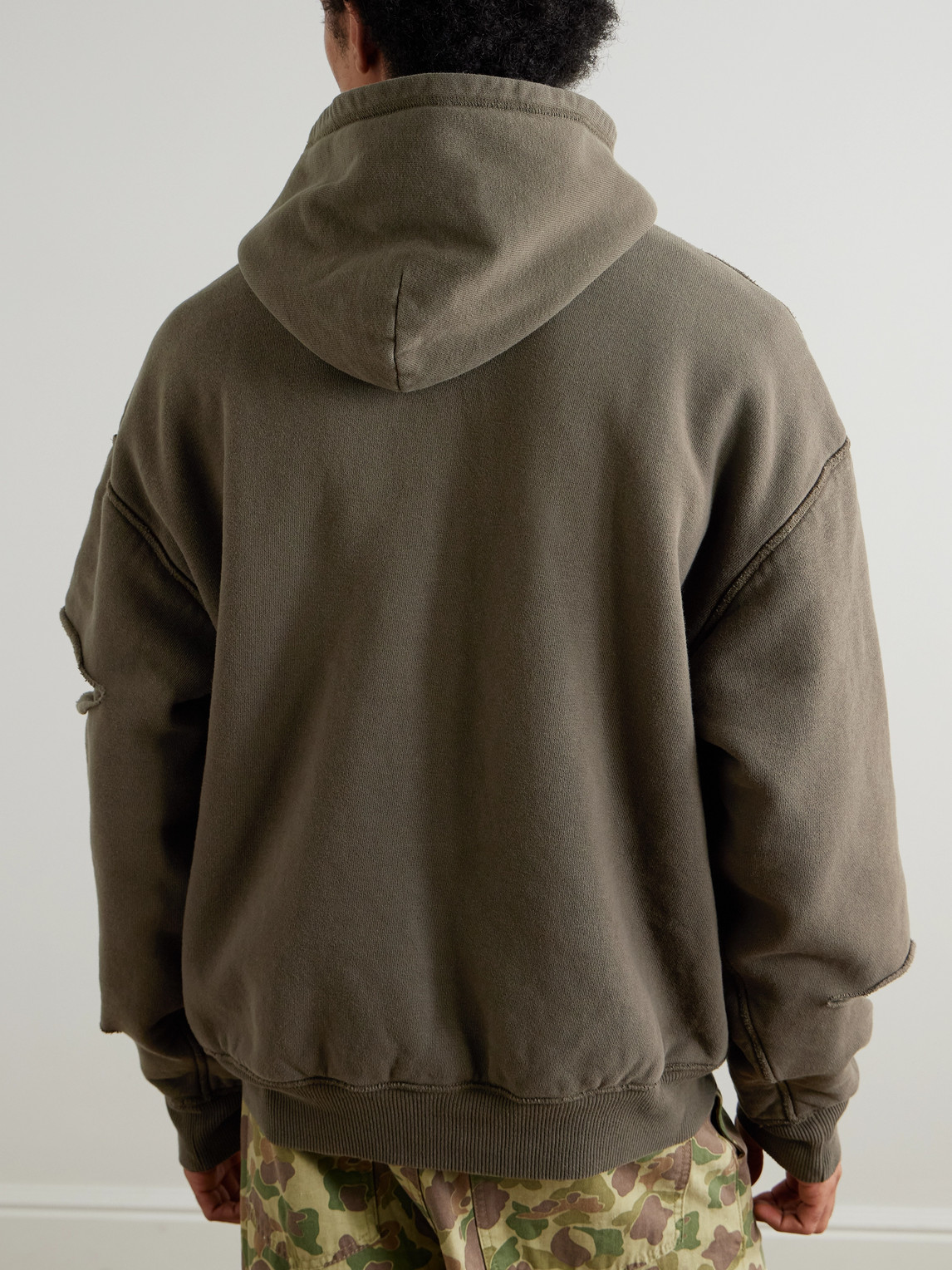  Kapital - Reversible Distressed Printed Cotton-jersey Hoodie - Men - Green - 2 