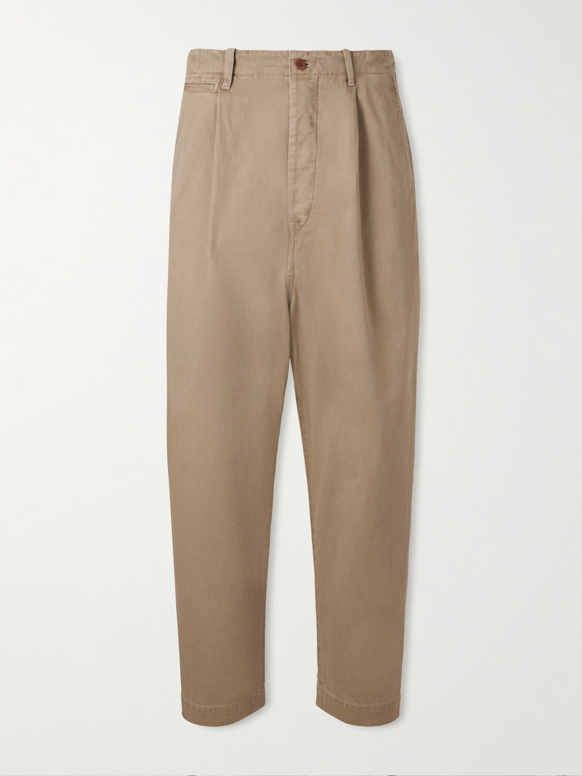 Kapital Straight-leg Pleated Cotton-twill Chinos In Neutral