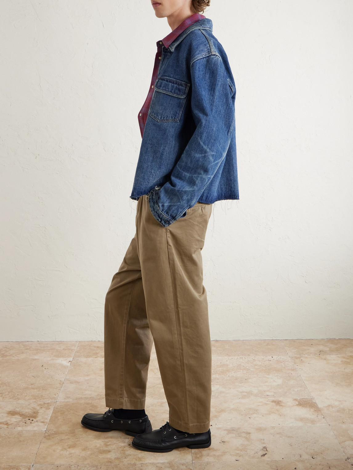 Straight-Leg Pleated Cotton-Twill Chinos