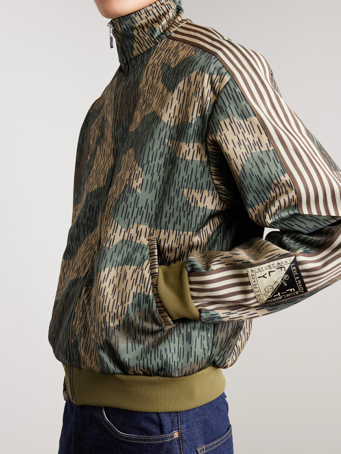  Kapital - Striped Webbing-trimmed Printed Jersey Track Jacket - Men - Green - 2 