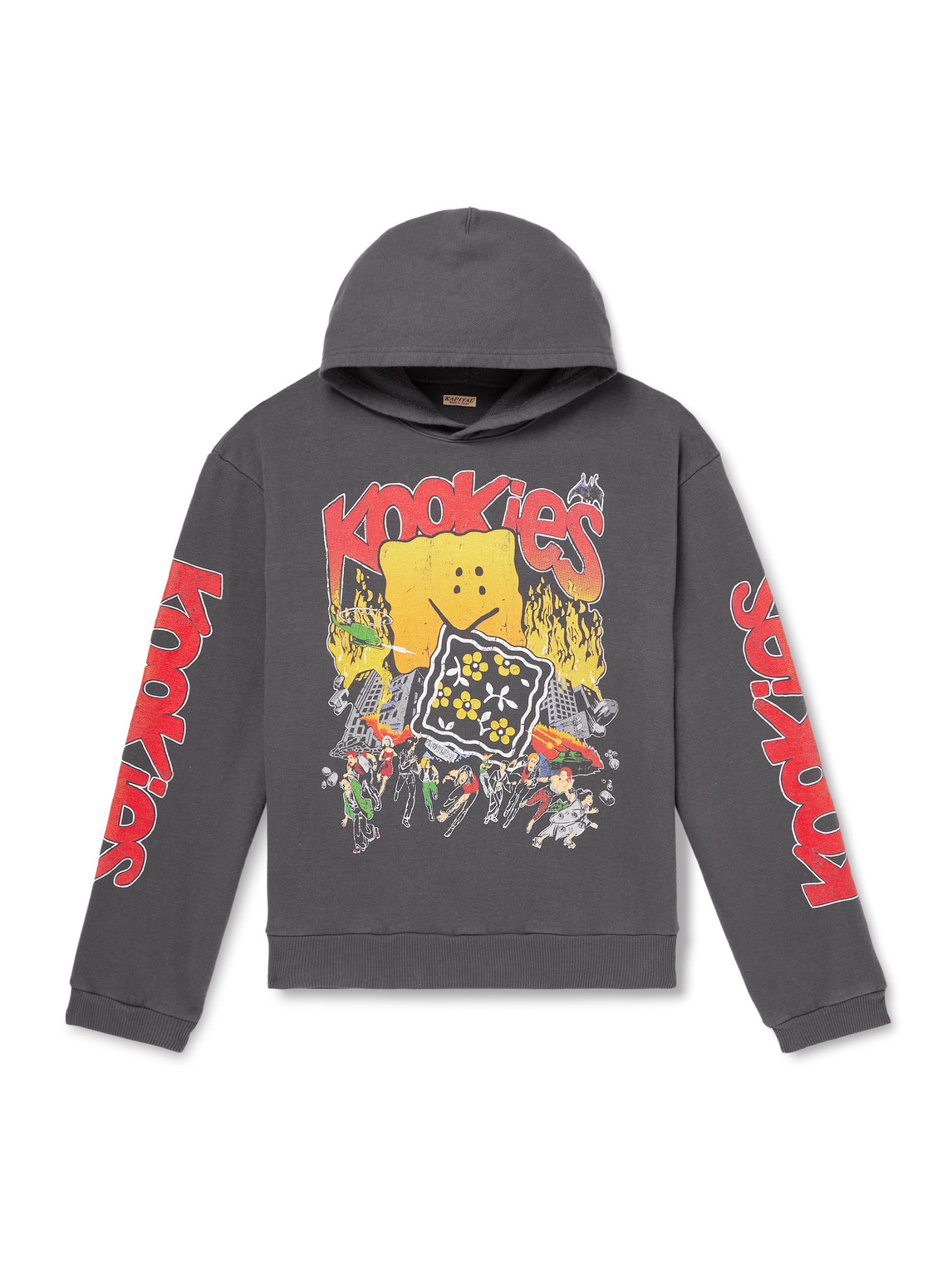 Kapital Buster Peckish Rainbowy Printed Cotton-jersey Hoodie In Gray
