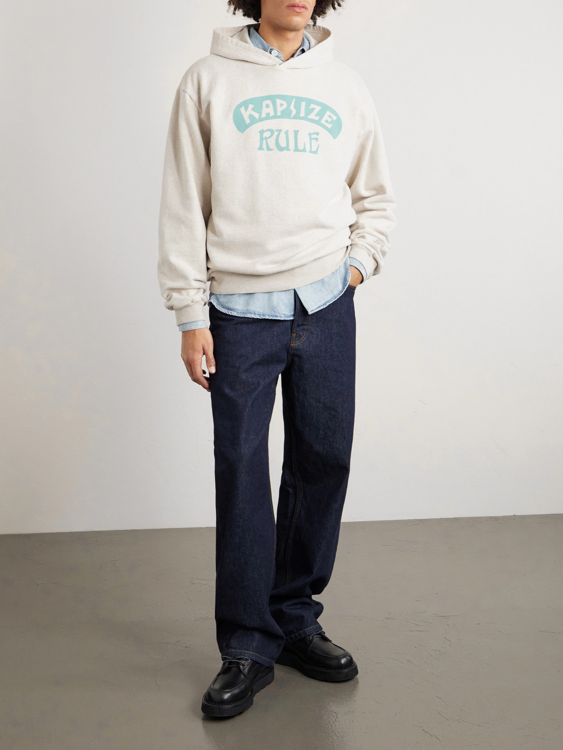 Printed Wool-Blend Jersey Hoodie