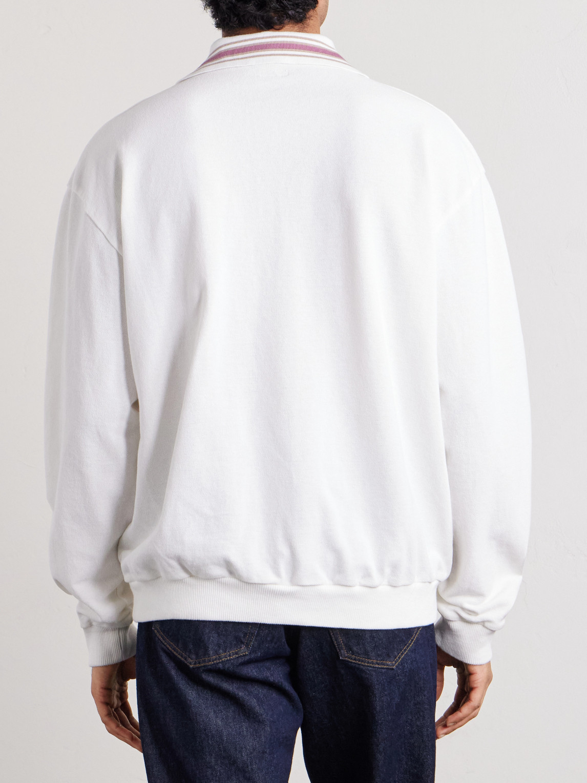  Kapital - Box Striped Embroidered Cotton-piqué Polo Shirt - Men - White - 1 