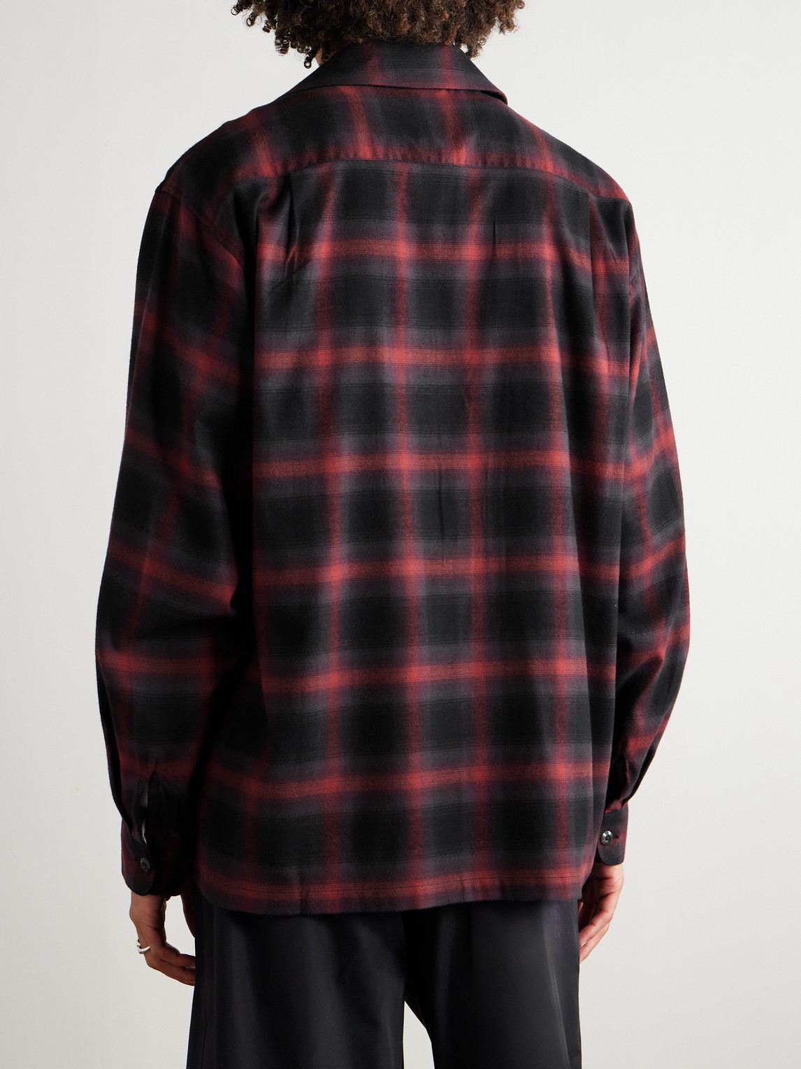 Kapital Camp-collar Checked Cotton-blend Flannel Shirt In Burgundy