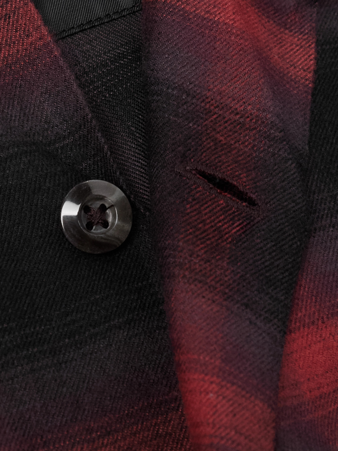 Kapital Camp-collar Checked Cotton-blend Flannel Shirt In Burgundy