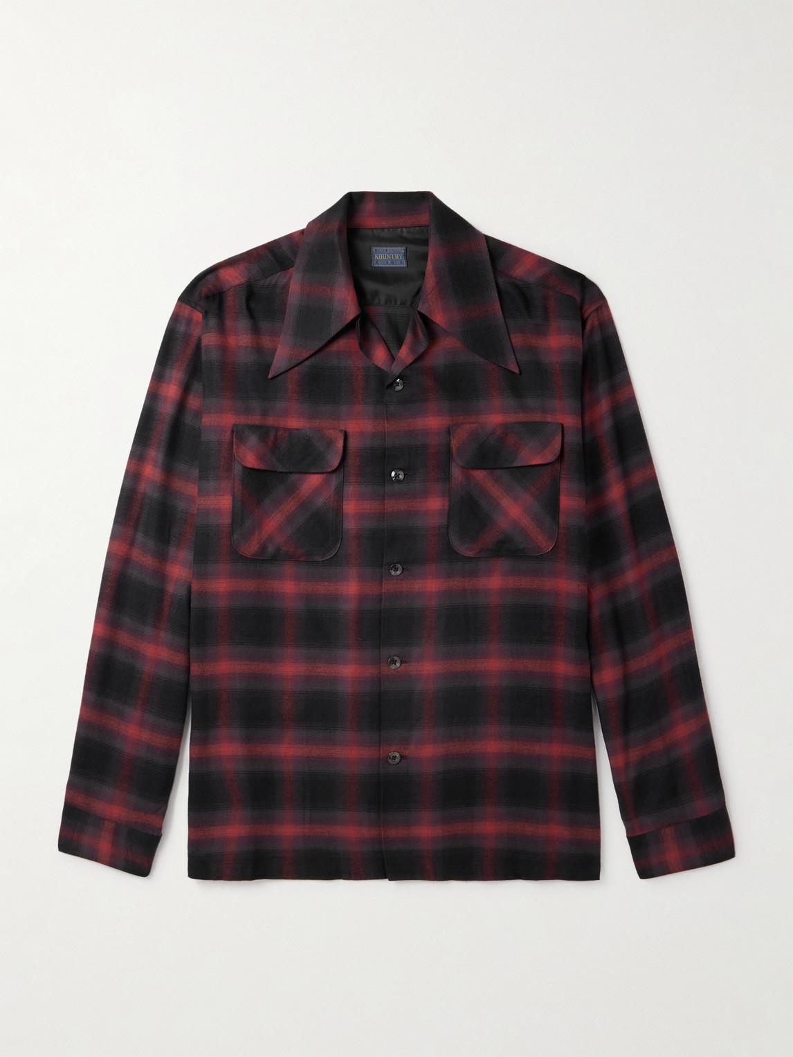 Kapital Camp-collar Checked Cotton-blend Flannel Shirt In Burgundy