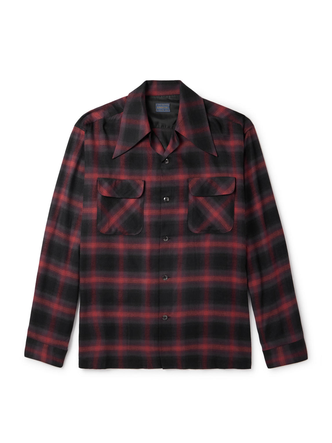 Kapital Camp-collar Checked Cotton-blend Flannel Shirt In Burgundy