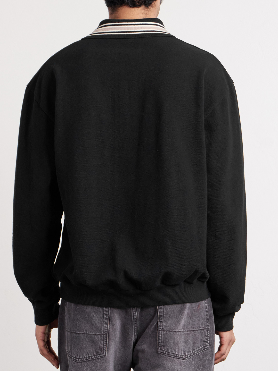 Box Striped Embroidered Cotton-Piqué Polo Shirt