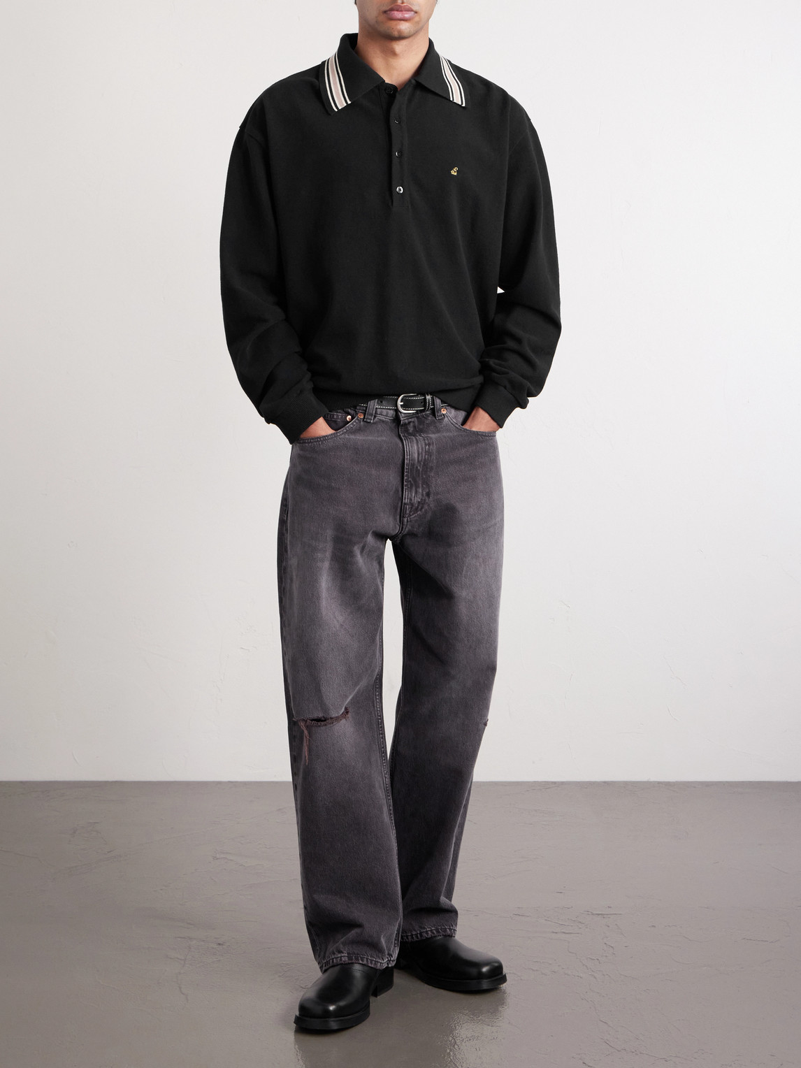 Box Striped Embroidered Cotton-Piqué Polo Shirt