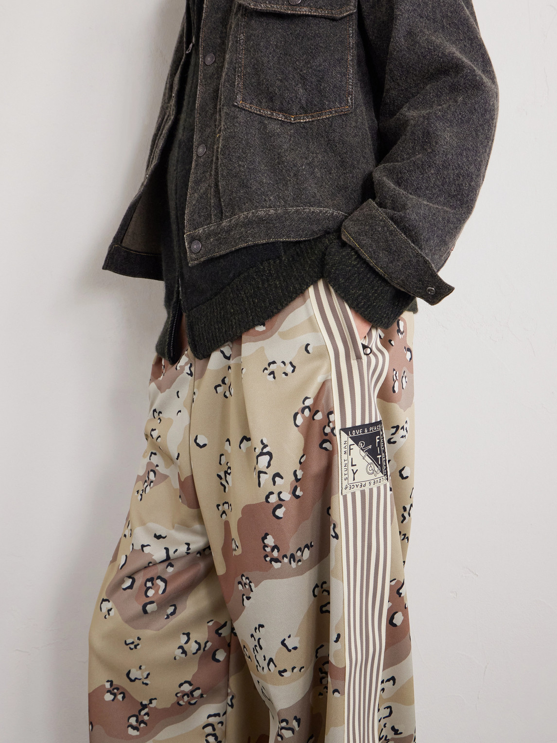Straight-Leg Pleated Printed Tech-Jersey Track Pants