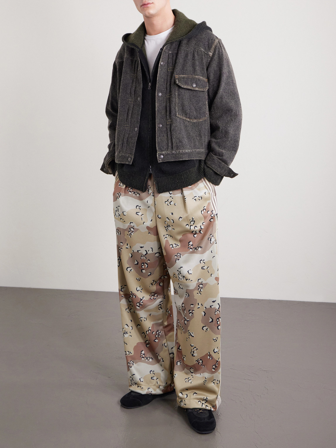 Straight-Leg Pleated Printed Tech-Jersey Track Pants