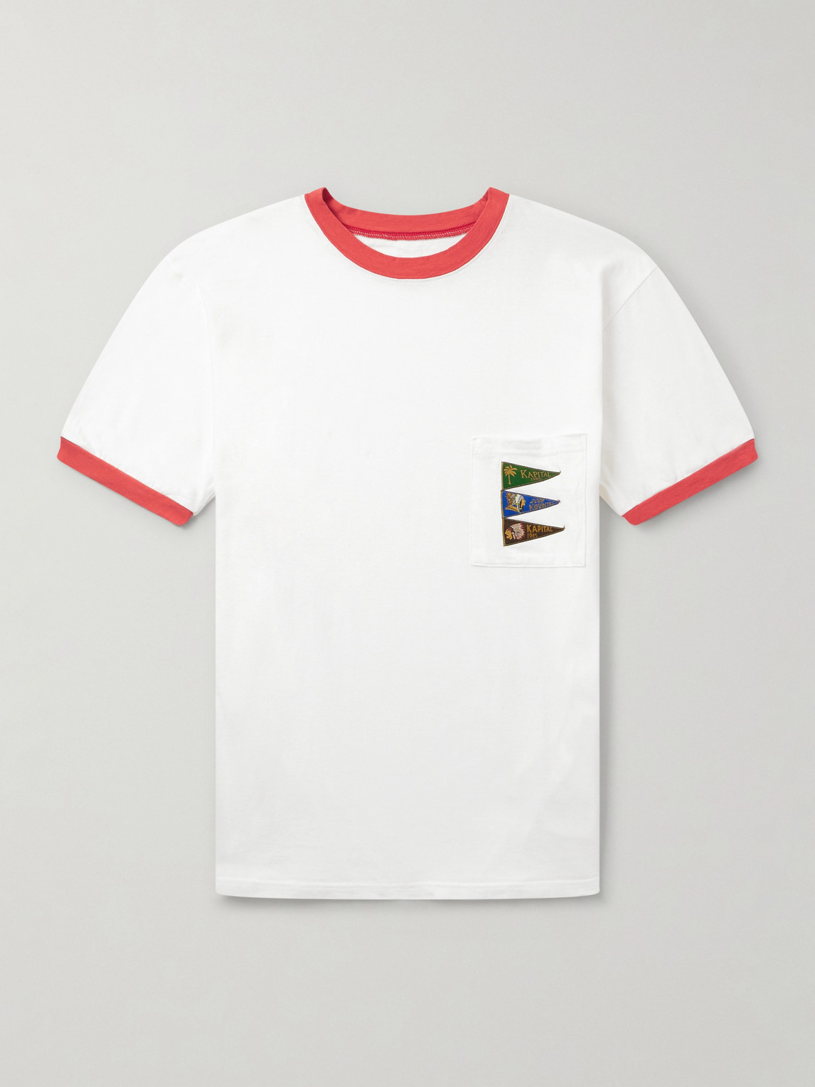 KAPITAL Pennant Ringer Logo-Appliquéd Cotton-Jersey T-Shirt - Men