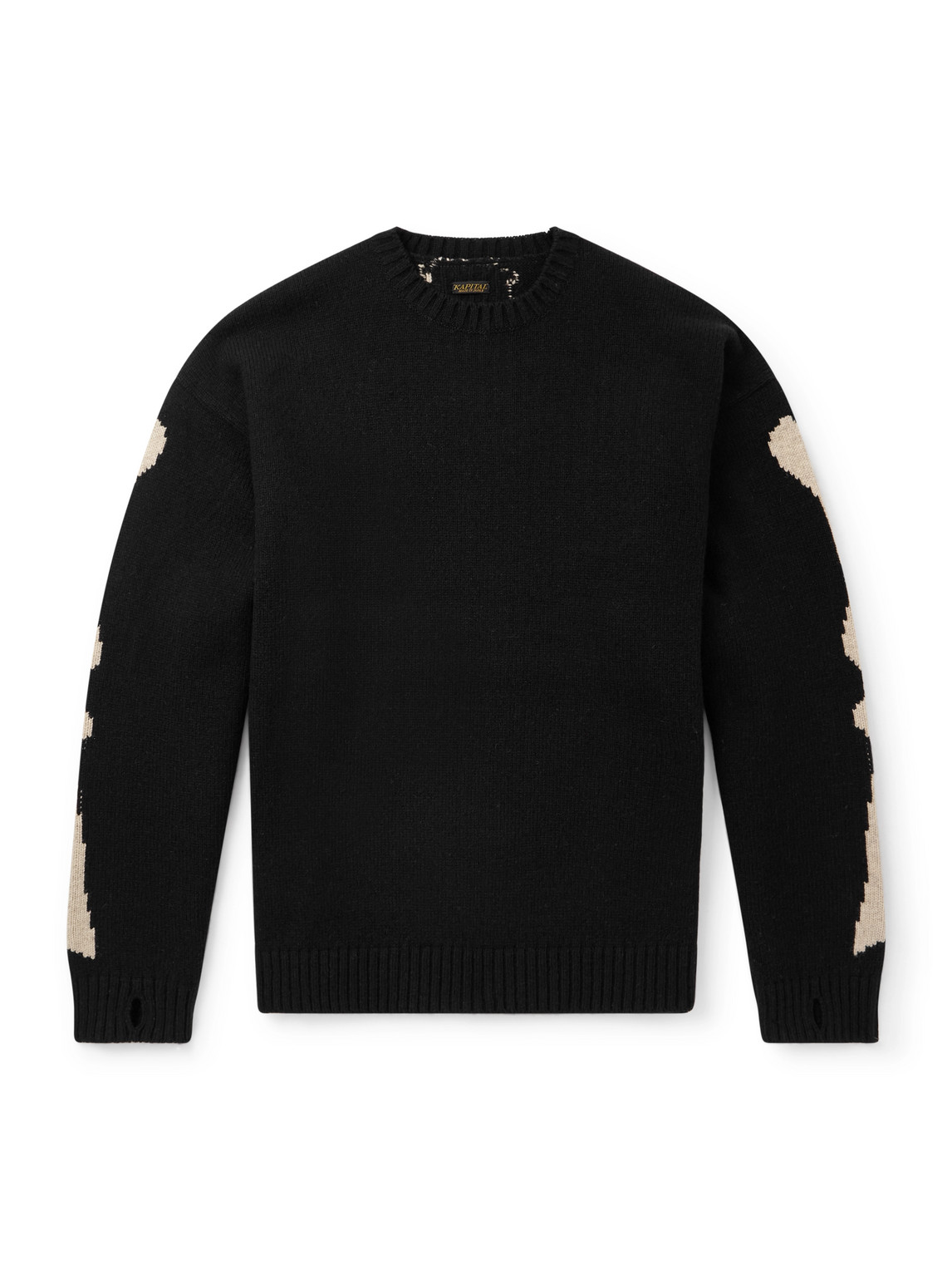 Kapital Oversized Intarsia Wool Sweater In Black