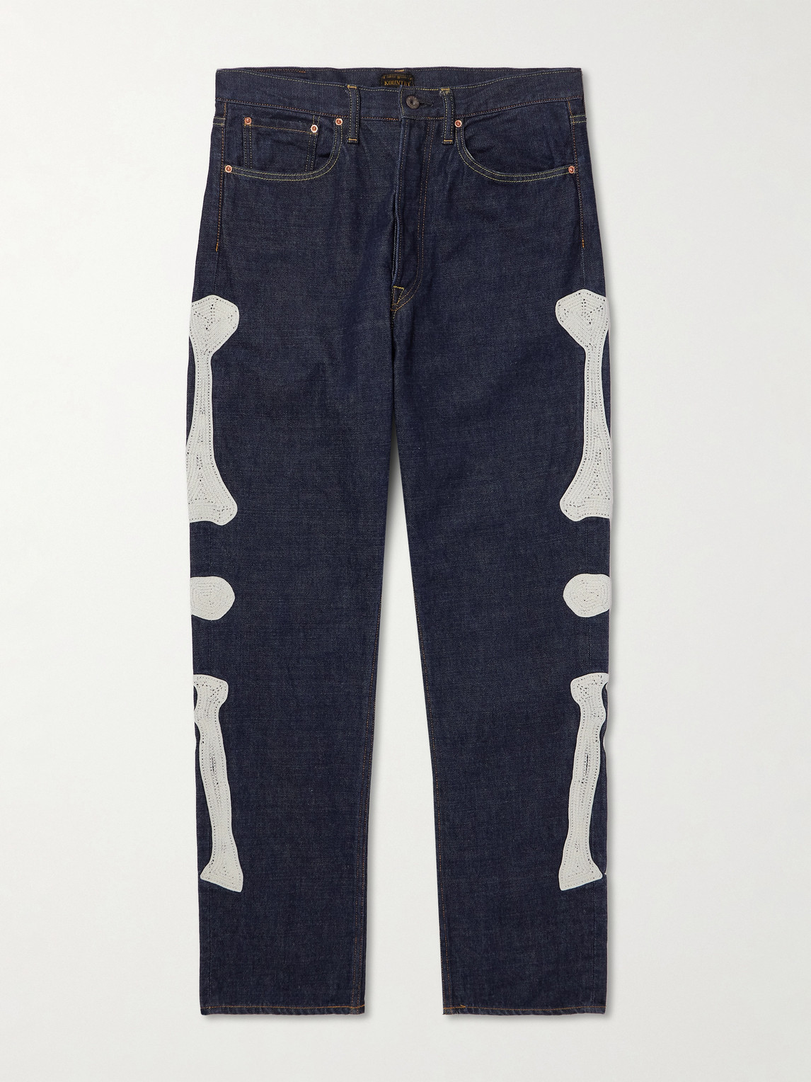 KAPITAL Okagilly Slim-Fit Crochet-Trimmed Jeans - Men