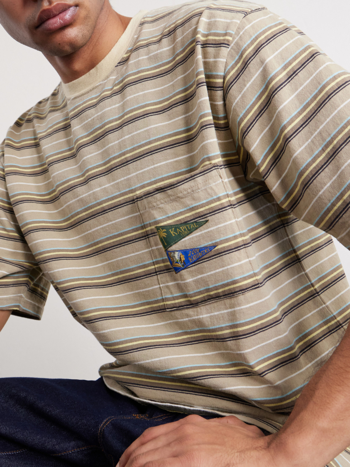 Logo-Appliquéd Striped Cotton-Jersey T-Shirt