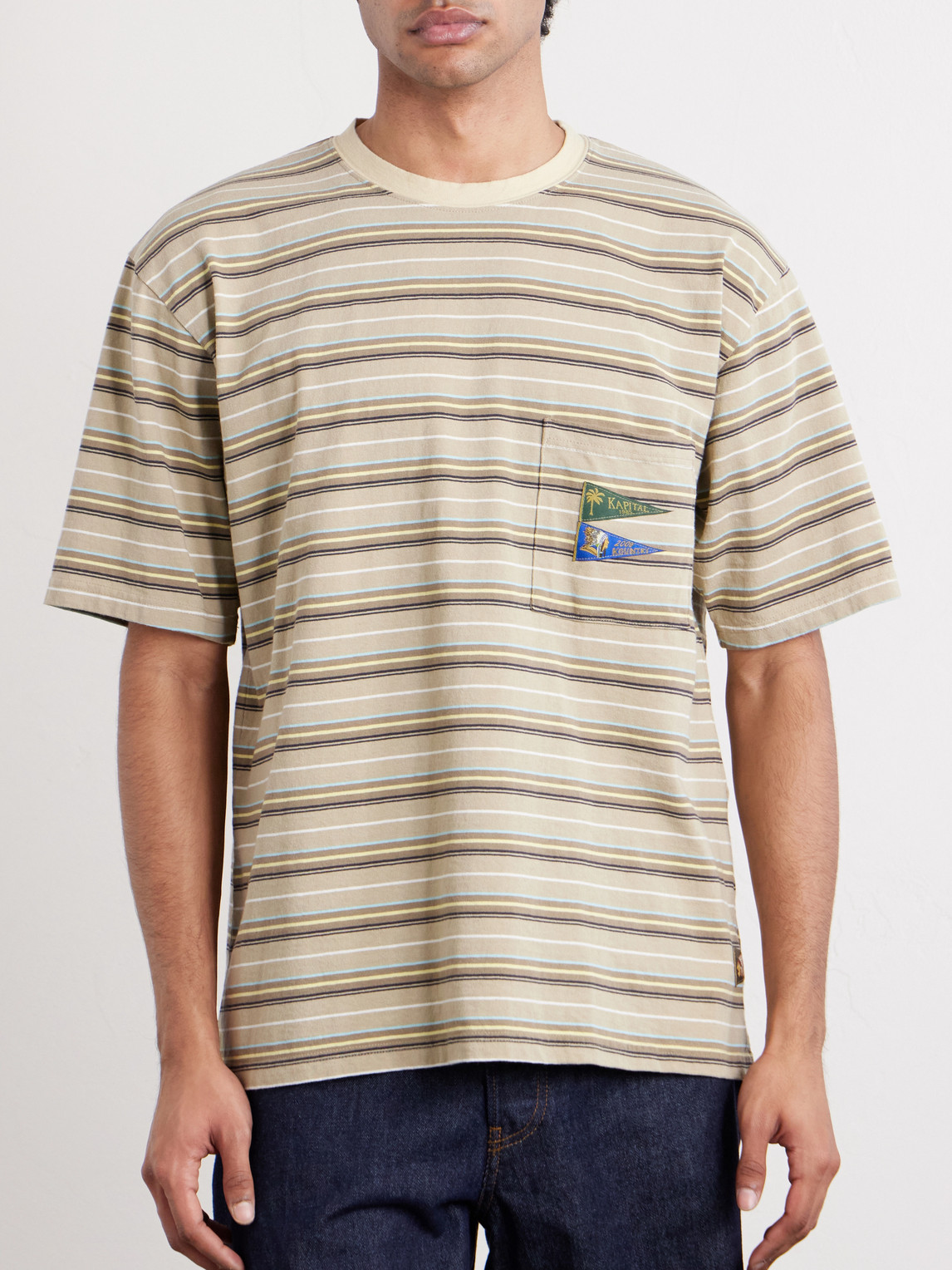 Logo-Appliquéd Striped Cotton-Jersey T-Shirt