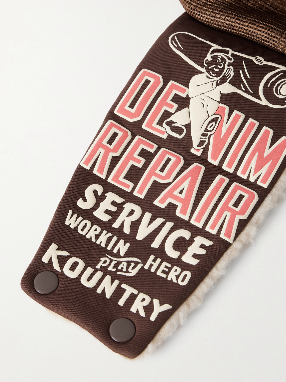 Kapital Denim Repair Service Fleece-trimmed Printed Canvas And Mesh Trucker Cap In Neutral