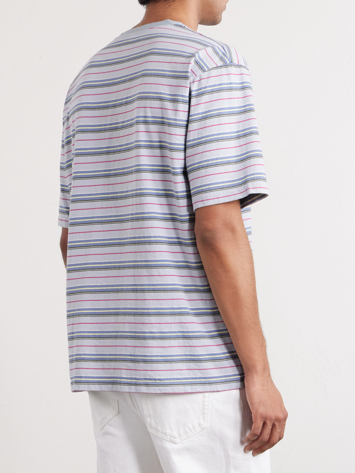 Logo-Appliquéd Striped Cotton-Jersey T-Shirt