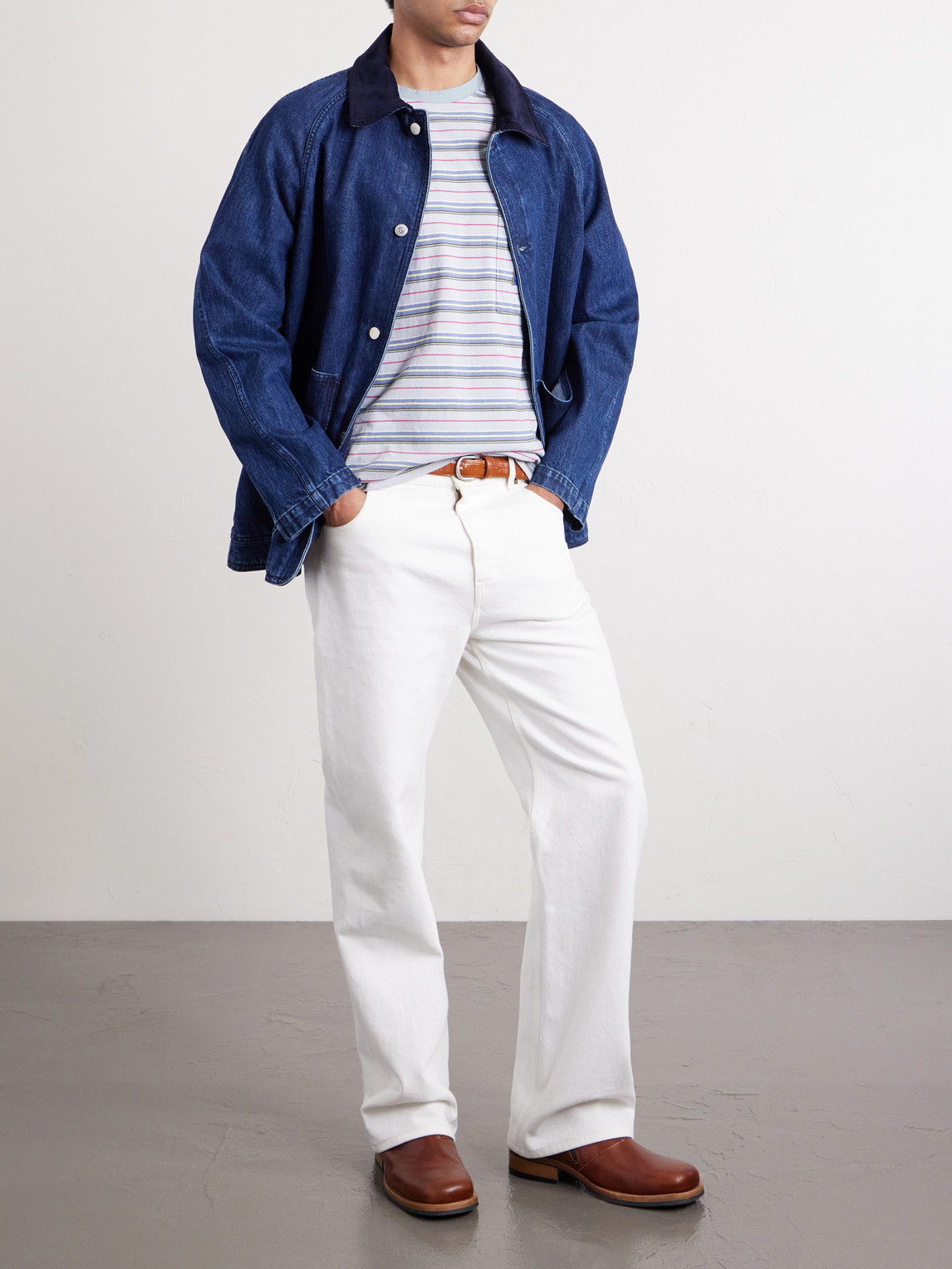 Logo-Appliquéd Striped Cotton-Jersey T-Shirt