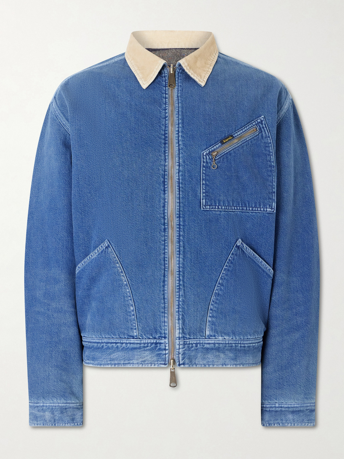 Kapital Virgin Mary Reversible Corduroy-trimmed Denim Jacket In Blue