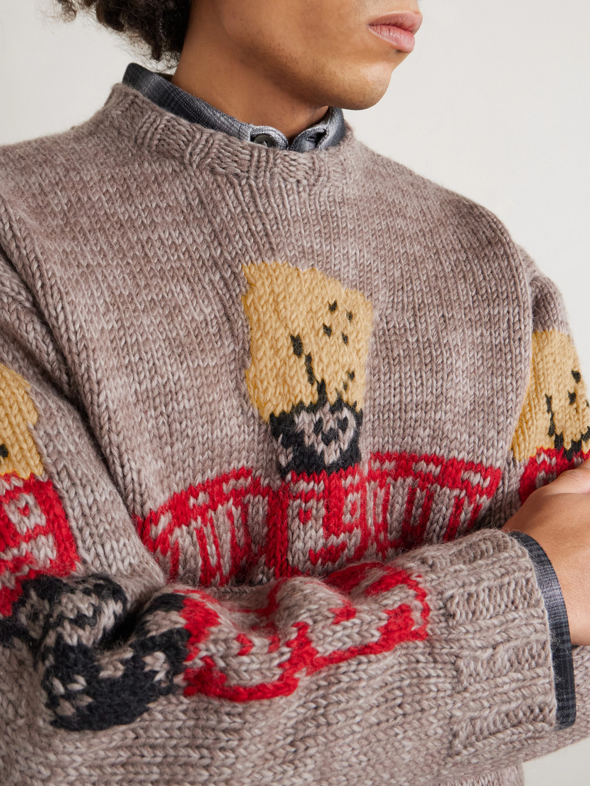 Peckish Totem Pole Intarsia Sweater