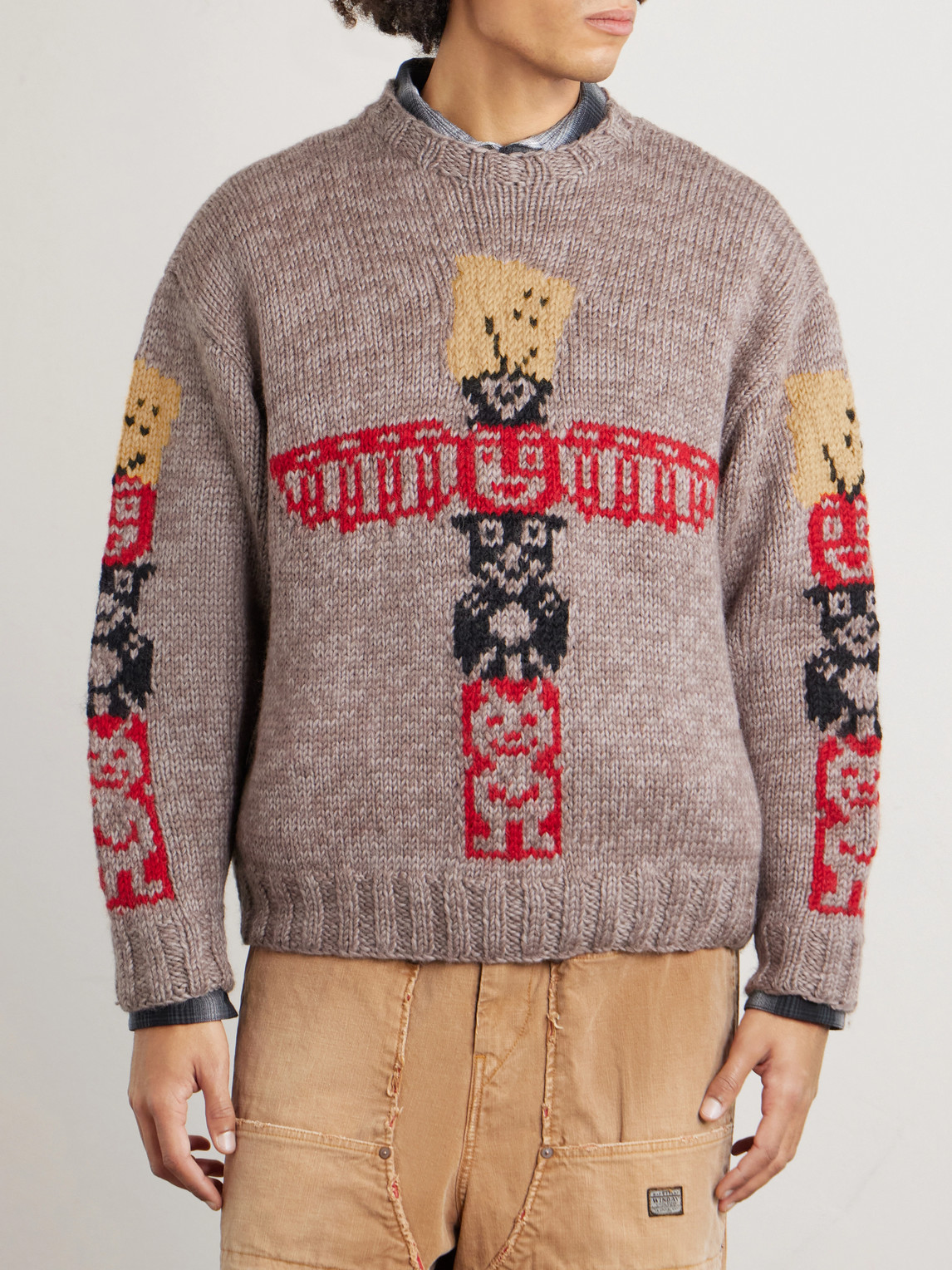 Peckish Totem Pole Intarsia Sweater
