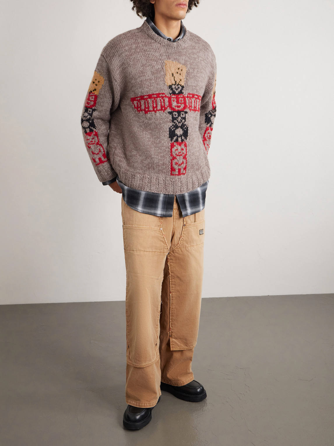 Peckish Totem Pole Intarsia Sweater